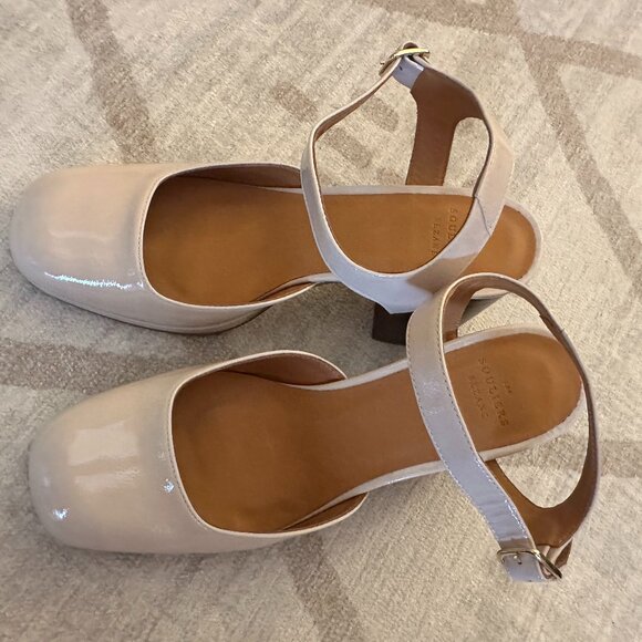 Sezane Alexane Mary Janes White Lacquer Heel Shoes SIZE 8 / 39 - Picture 4 of 9
